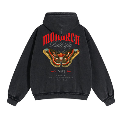 Butterfly Graphic Double Slider Zip Hoodie-INNBLAC