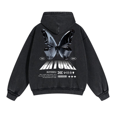 Butterfly Graphic Double Slider Zip Hoodie-INNBLAC