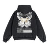 Butterfly Graphic Double Slider Zip Hoodie-INNBLAC