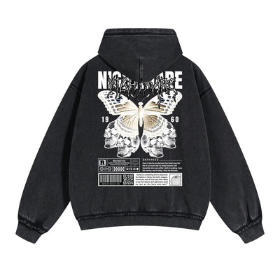 Butterfly Graphic Double Slider Zip Hoodie-INNBLAC