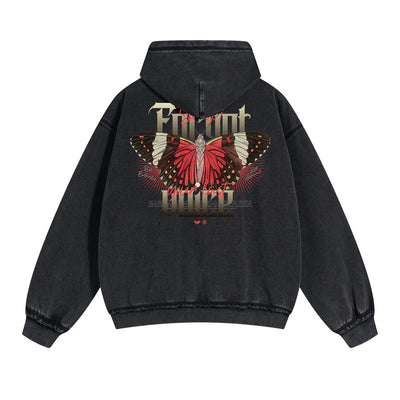 Butterfly Graphic Double Slider Zip Hoodie-INNBLAC