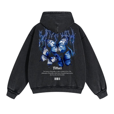 Butterfly Graphic Double Slider Zip Hoodie-INNBLAC