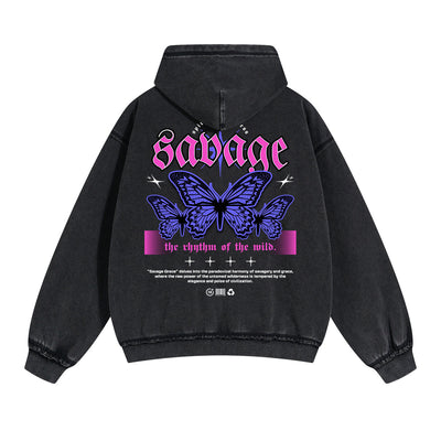 Butterfly Graphic Double Slider Zip Hoodie-INNBLAC