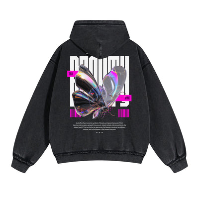 Butterfly Graphic Double Slider Zip Hoodie-INNBLAC