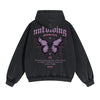 Butterfly Graphic Double Slider Zip Hoodie-INNBLAC