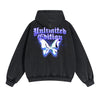 Vintage Washed Butterfly Printed Zipper Hoodie-INNBLAC