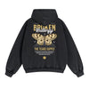 Vintage Washed Butterfly Printed Zipper Hoodie-INNBLAC
