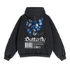 Vintage Washed Butterfly Printed Zipper Hoodie-INNBLAC