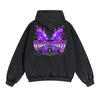 Vintage Washed Butterfly Printed Zipper Hoodie-INNBLAC