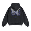 Vintage Washed Butterfly Printed Zipper Hoodie-INNBLAC