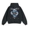 Vintage Washed Butterfly Printed Zipper Hoodie-INNBLAC