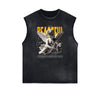 Stone Wash Cupid Angel Graphic Sleeveless Tee