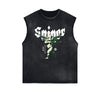 Stone Wash Cupid Angel Graphic Sleeveless Tee