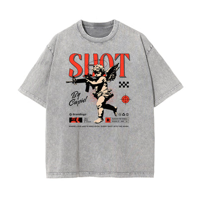 Washed Faded Cupid Sniper Graphic Tee