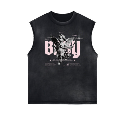 Stone Wash Cupid Sniper Streetwear Tank Top