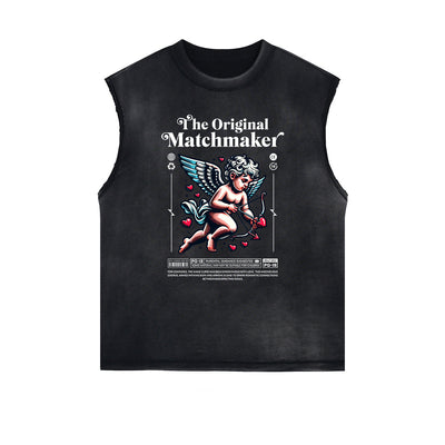 Stone Wash Cupid Sniper Streetwear Tank Top