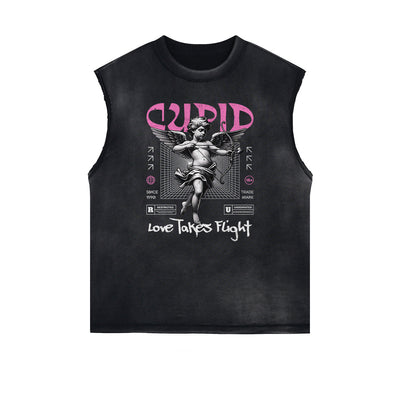 Stone Wash Cupid Sniper Streetwear Tank Top