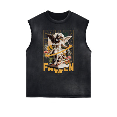 Stone Wash Cupid Sniper Streetwear Tank Top
