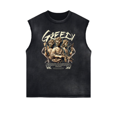 Stone Wash Cupid Sniper Streetwear Tank Top