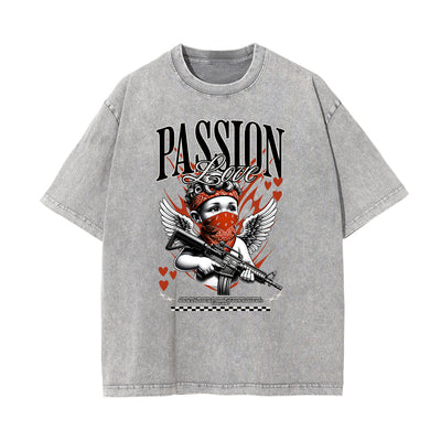 Stone Wash Cupid Sniper Streetwear Tee