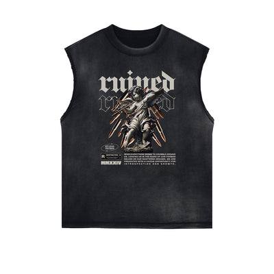 Stone Wash Cupid Sniper Streetwear Tank Top