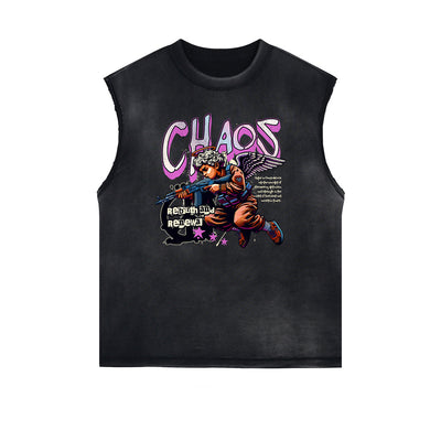 Stone Wash Cupid Sniper Streetwear Tank Top