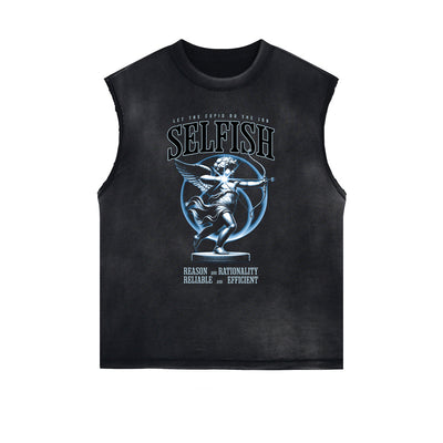 Stone Wash Cupid Sniper Streetwear Tank Top