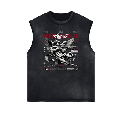 Stone Wash Cupid Sniper Streetwear Tank Top