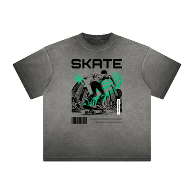 Distressed Faded Rebel Pattern Tee