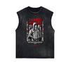 Sleeveless Washed Faded Abstract Graphic Tee