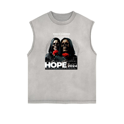 Stone Wash Streetwear Abstract Graphic Tank Top
