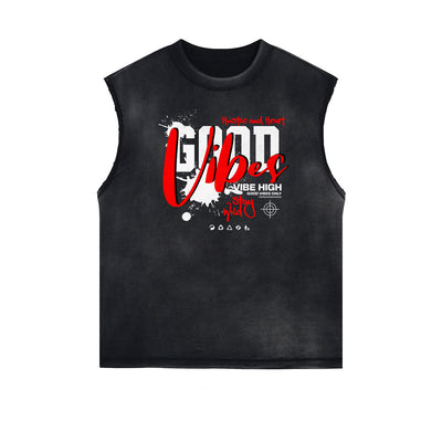 Sleeveless Abstract Street Fashion Graphic Tee