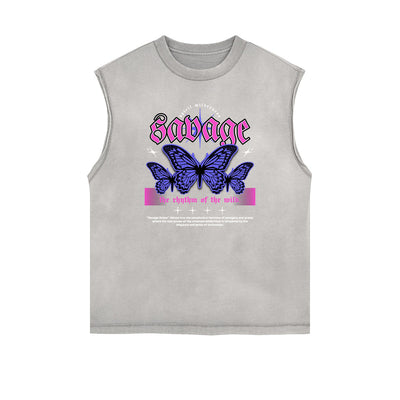 Stone Wash Abstract Pattern Tank Top
