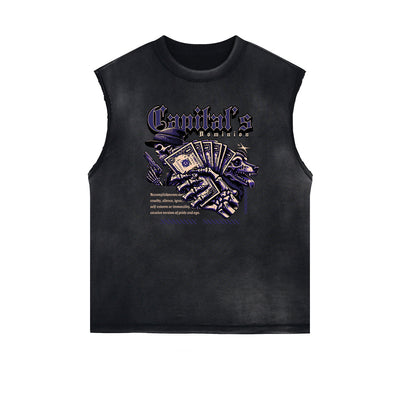 Sleeveless Abstract Street Fashion Graphic Tee