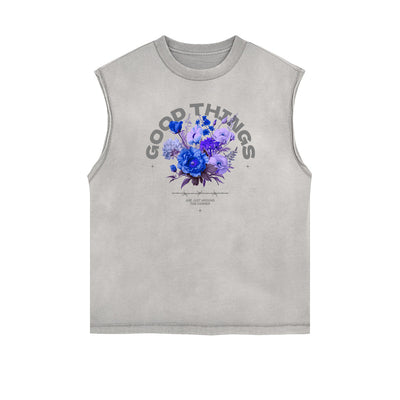 Stone Wash Streetwear Pattern Tank Top