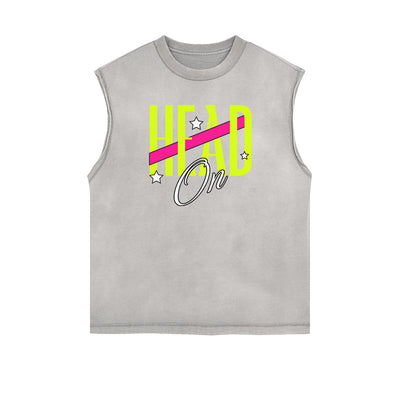 Stone Wash Streetwear Pattern Tank Top