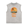 Sleeveless Stone Wash Streetwear Graphic Tee