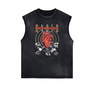 Washed Faded Street Style Pattern Tank Top