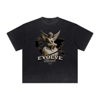 Heavyweight Washed Thick Cupid Pattern Tee