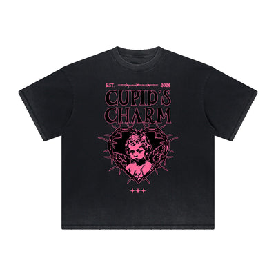 Heavyweight Washed Thick Cupid Pattern Tee