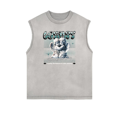 Sleeveless Playful Cupid Graphic T Shirt
