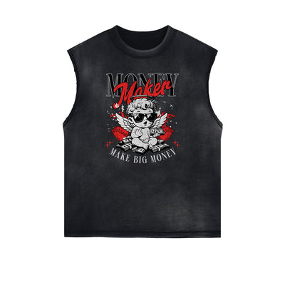 Washed Cute Cupid Graphic Tank Top