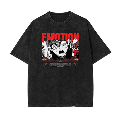 Stone Wash Anime Graphic T Shirt