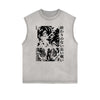 Sleeveless Stone Wash Anime Graphic Tee