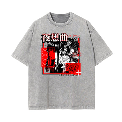 Washed Thick Anime Pattern Tee