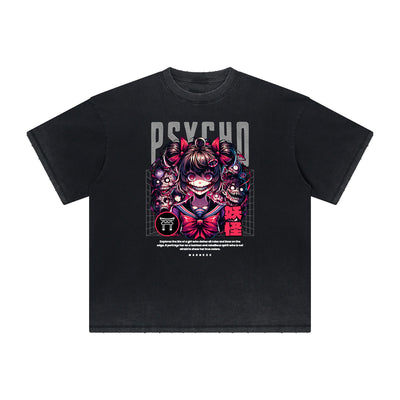 Heavyweight Distressed Y2K Anime Pattern Tee