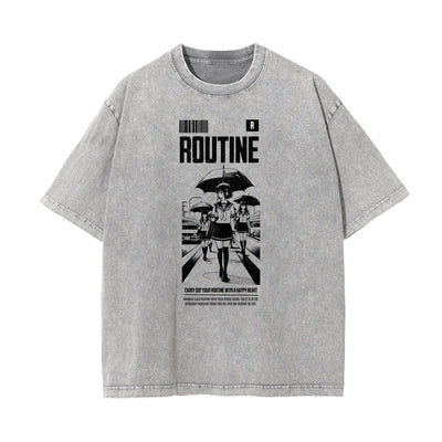 Washed Faded Y2K Anime Pattern Tee