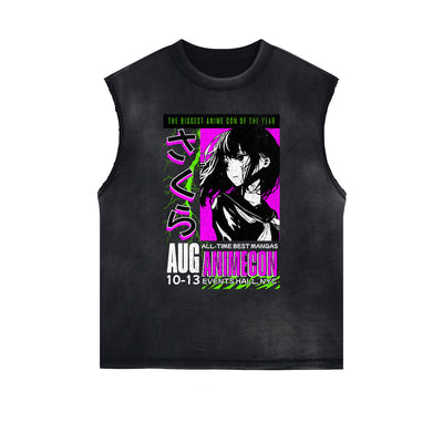 Sleeveless Thick Y2K Anime Graphic Tee
