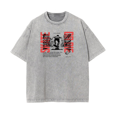 Washed Faded Y2K Anime Pattern Tee