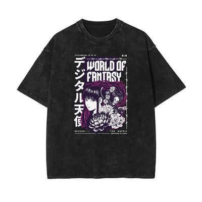 Black Y2K Anime Streetwear Graphic Tee
